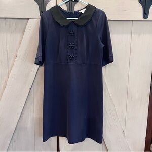Boden Navy Dress with Black Peter Pan Collar